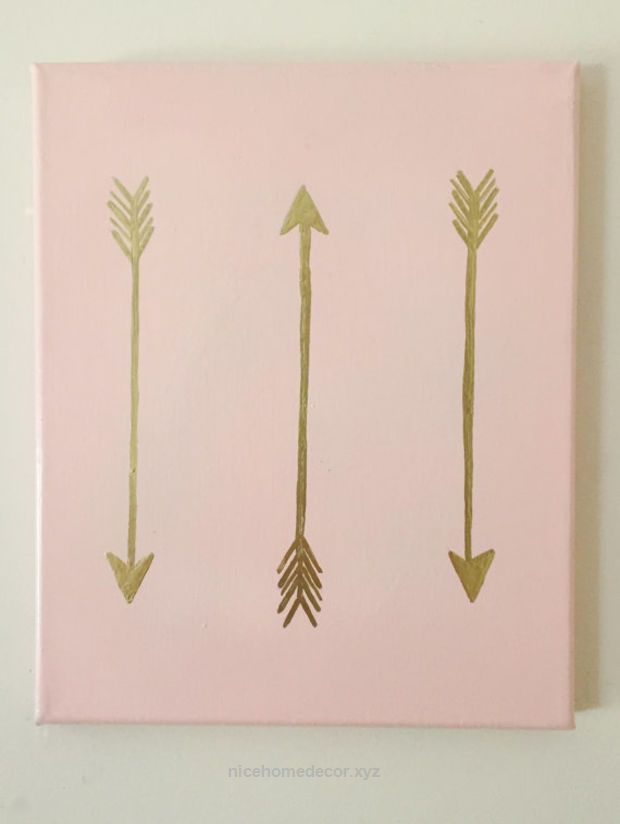 HAND PAINTED Bohemian Gold Accent 8x10 Canvas decor Arrows Hipster Pink Gold Lea -   11 room decor Hipster simple ideas