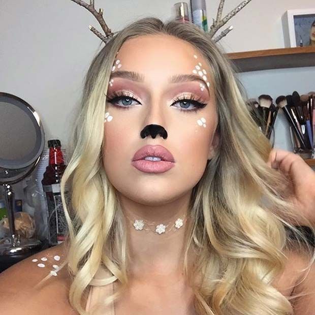 35 Best Christmas Makeup Ideas for Winter This Year -   12 deer makeup Halloween ideas
