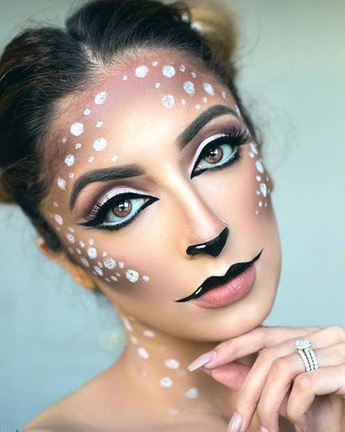Deer Makeup Look for Halloween #easymakeupideas -   12 deer makeup Halloween ideas