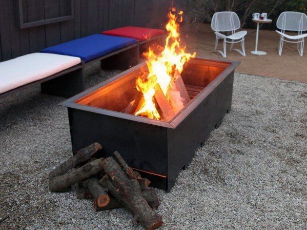 Top 60 Best Metal Fire Pit Ideas - Steel Backyard Designs -   12 garden design Rectangle fire pits ideas
