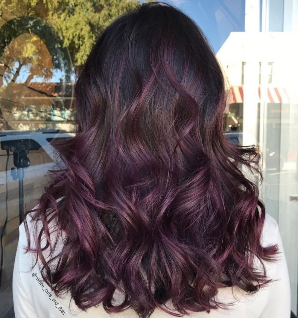 45 Shades of Burgundy Hair: Dark Burgundy, Maroon, Burgundy with Red, Purple and Brown Highlights -   12 hair Purple black ideas