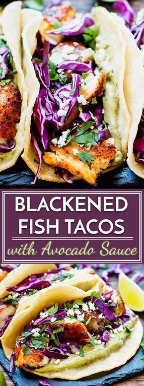 Blackened Fish Tacos with Avocado Sauce -   12 healthy recipes Fish salts ideas