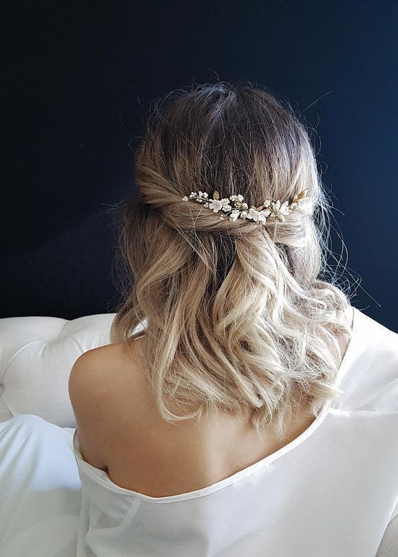MEADOW | Gold or silver floral wedding hair pins - set of 4 -   12 makeup Bridesmaid short hairstyles ideas