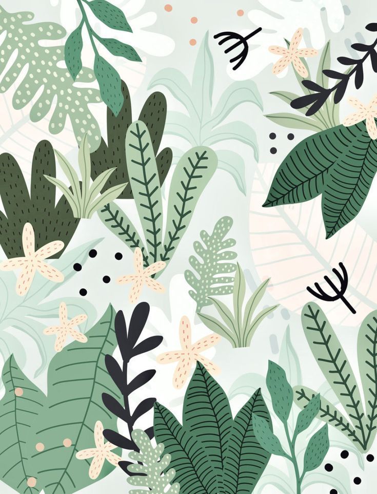Into the Jungle II Wallpaper by Gale Switzer (galeswitzer) from $53.50 per m? -   12 plants Illustration pattern ideas