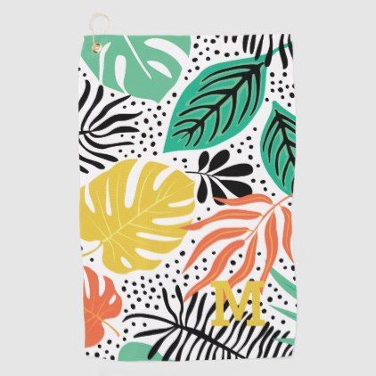 Monogram Modern Tropical Palm Pattern Golf Towel | Zazzle.com -   12 plants Illustration pattern ideas