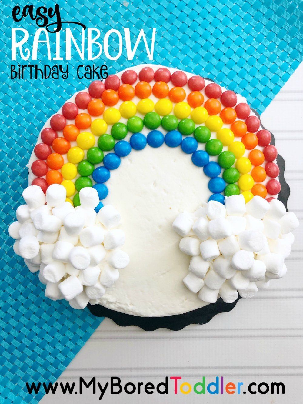 Easy Rainbow Birthday Cake Using Skittles and Marshmallows -   13 cake For Kids rainbow ideas