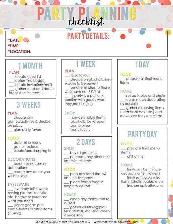 Easy Party Planning Checklist -   13 Event Planning Business free printable ideas