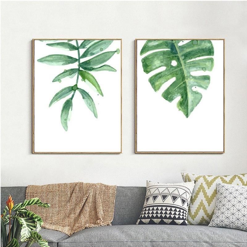 Greenery Plant Leaves Minimalist Simple Nordic Wall Art Canvas Paintings Modern Fine Art Prints For Conservatory and Living Room Home Decor -   13 minimalist planting Art ideas