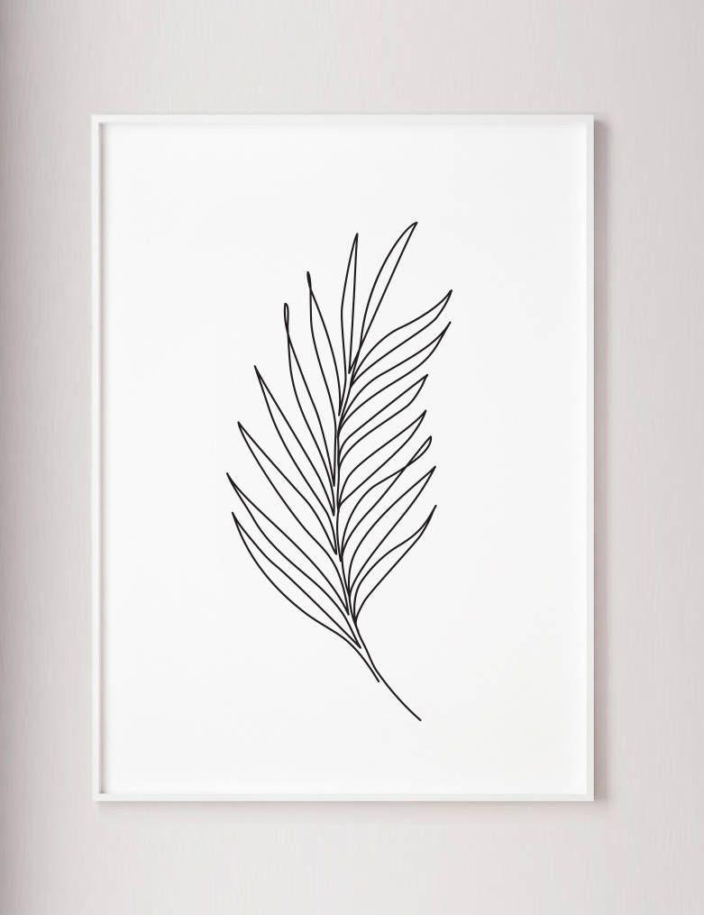 Palm Leaf Print, Plants line art, Abstract wall print, Minimalist art, One line drawing, wabi sabi, -   13 minimalist planting Art ideas