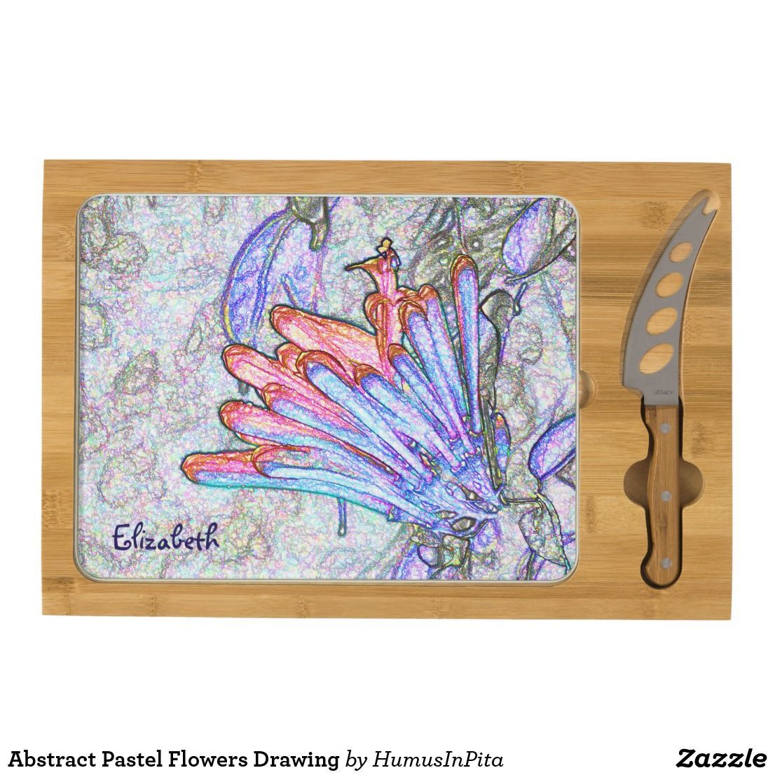 Abstract Pastel Flowers Drawing Cheese Platter | Zazzle.com -   13 plants Drawing link ideas