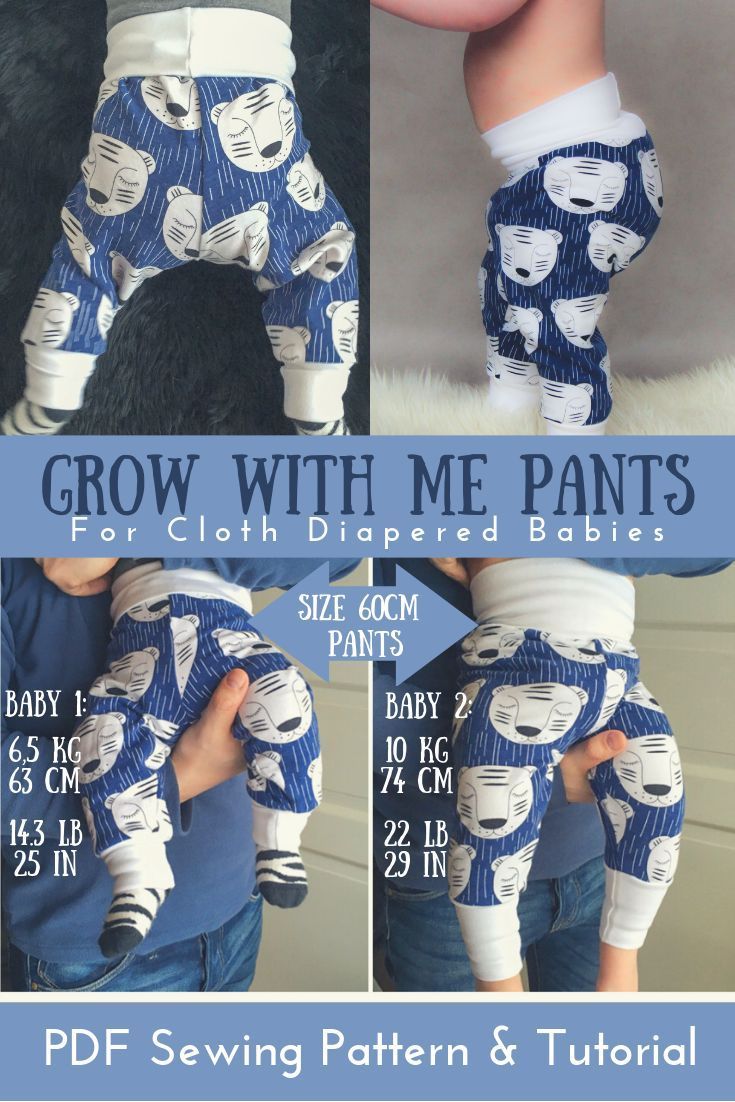 Grow with me pants sewing PATTERN - baby joggers - easy pdf sewing pattern for cloth diapered baby -   14 DIY Clothes Pants baby leggings ideas