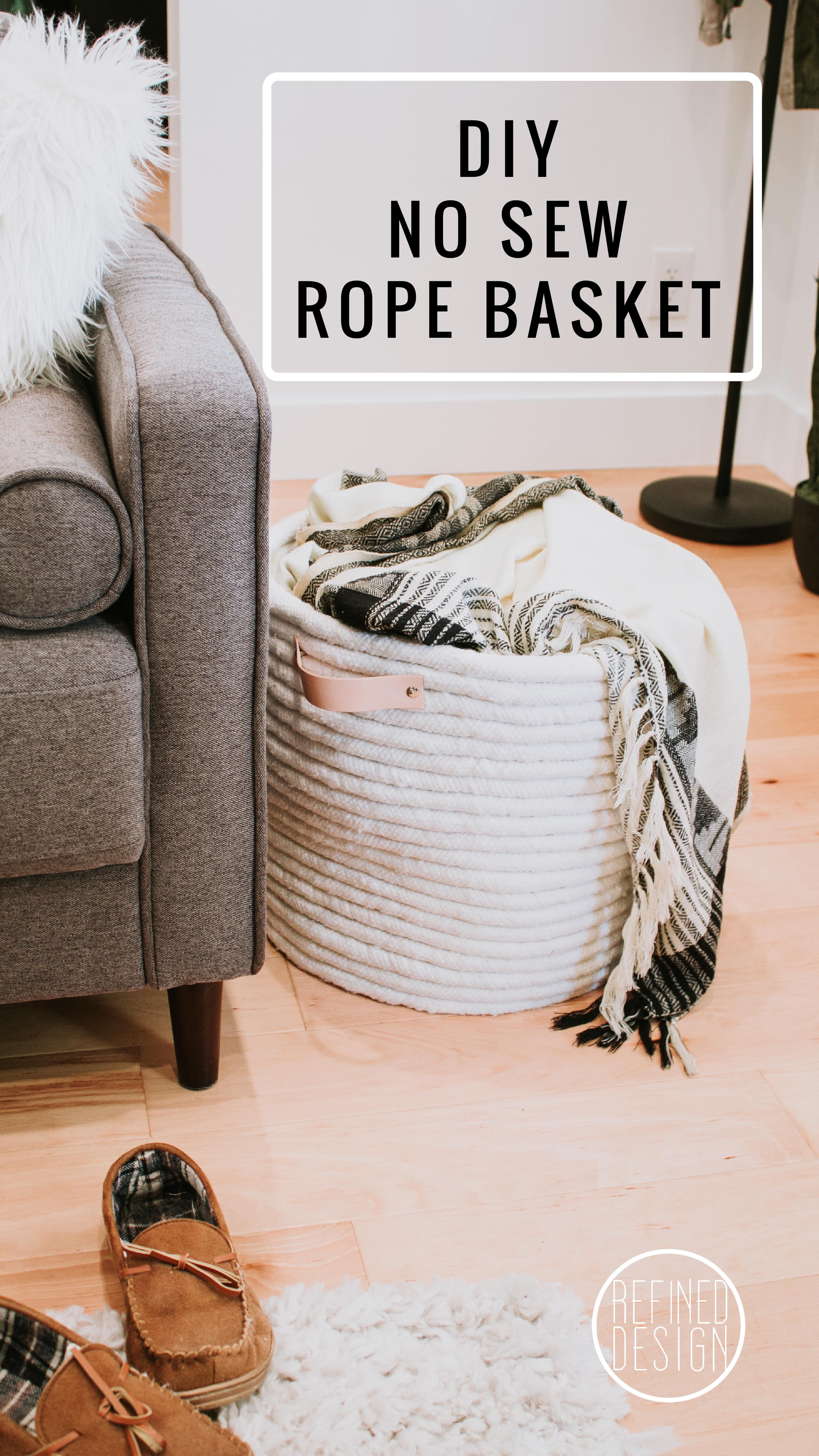 DIY NO SEW ROPE BASKET -   14 fabric crafts DIY rope basket ideas