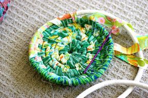 Scrap-busting Fabric Bowl -   14 fabric crafts DIY rope basket ideas
