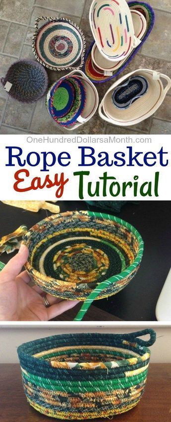 How to Make a Rope Basket -   14 fabric crafts DIY rope basket ideas