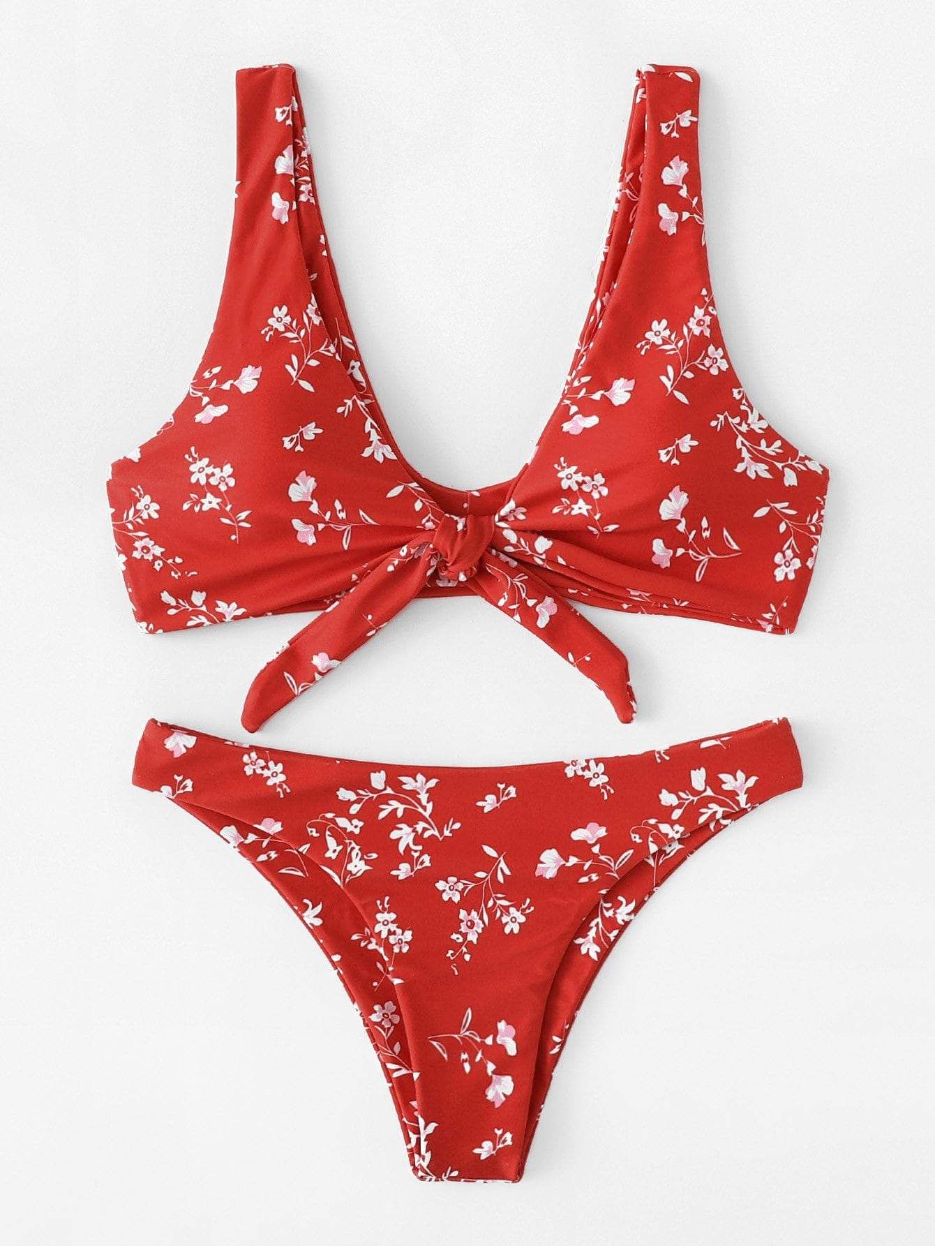 Knot Front Calico Print Bikini Set -   14 holiday Style bathing suits ideas