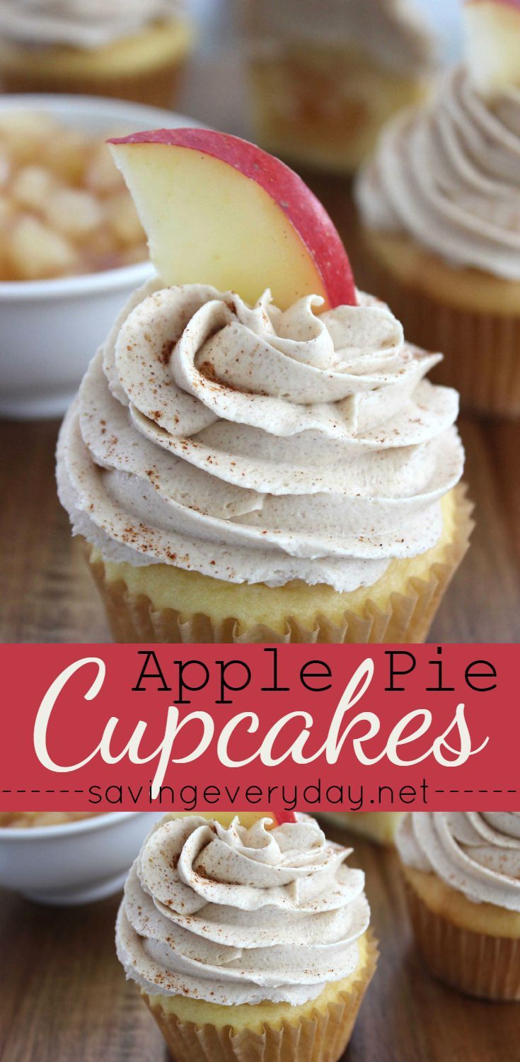 Apple Pie Cupcakes with Vanilla Cinnamon Frosting -   15 cup cake Flavors ideas