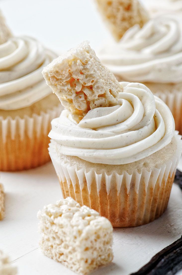 Vanilla Bean Rice Krispie Treat Cupcakes -   15 cup cake Flavors ideas