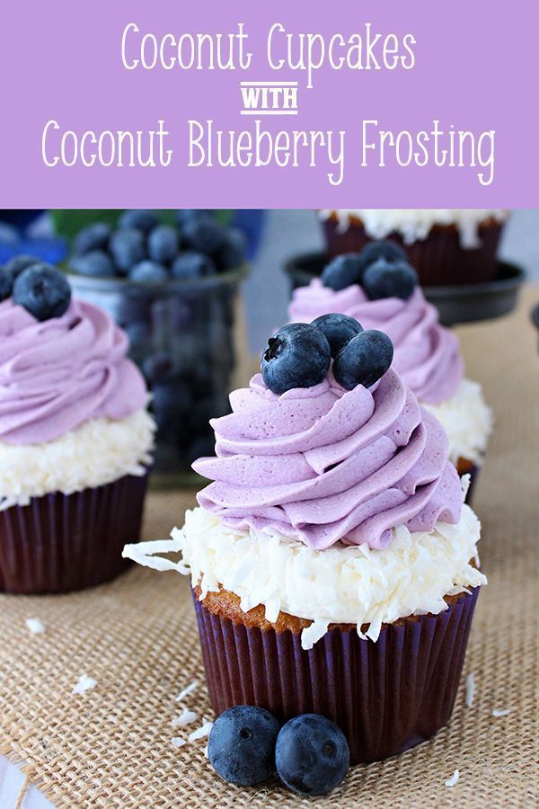 Coconut Cupcakes with Coconut and Blueberry Frosting -   15 cup cake Flavors ideas