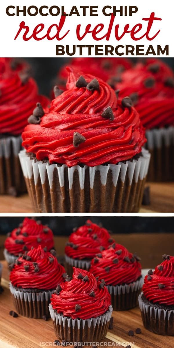 Chocolate Chip Red Velvet Buttercream -   15 cup cake Flavors ideas