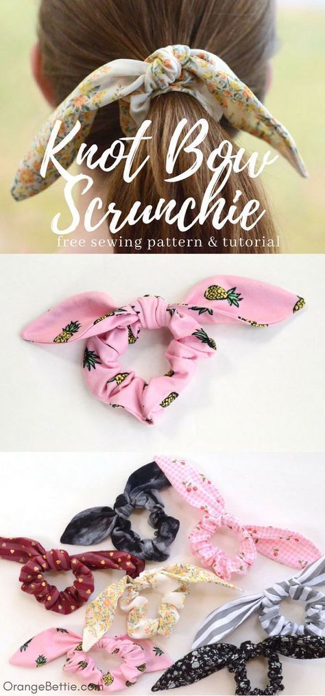 tutorial: Knot bow scrunchie, with pattern -   15 DIY Clothes Dress beginners sewing ideas