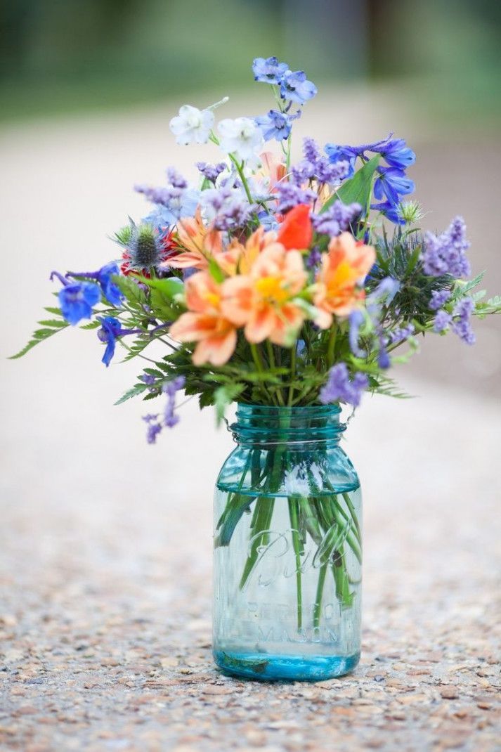 Tiny Backyard Wedding Mason Jars -   15 wedding Blue mason jars ideas