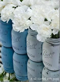 Painted & Distressed Mason Jar - Ombre Blue -   15 wedding Blue mason jars ideas