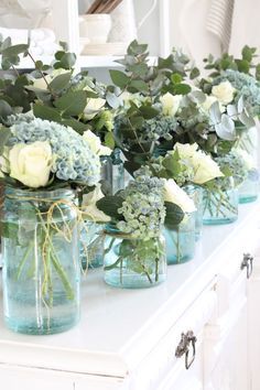 Making Arrangements: Hydrangeas -   15 wedding Blue mason jars ideas