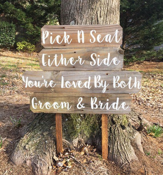 Pick A Seat, Either Side, Not A Side, Vows Ceremony Sign, Vows Renewal Sign, Wedding Sign Wood, Rust -   15 wedding Small vow renewals ideas