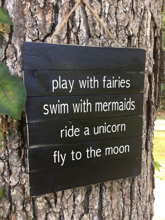Fairy Sign,Play with fairies Sign, Rustic Wood Pallet Sign, Fly to the Moon Sign, Black White Custom Sign, Child Room Tree -   16 garden design Decking tutorials ideas