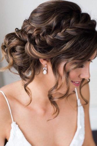 Romantic Loose Strands Braided Bridal Updo | My Sweet Engagement -   16 hair Prom brunette ideas