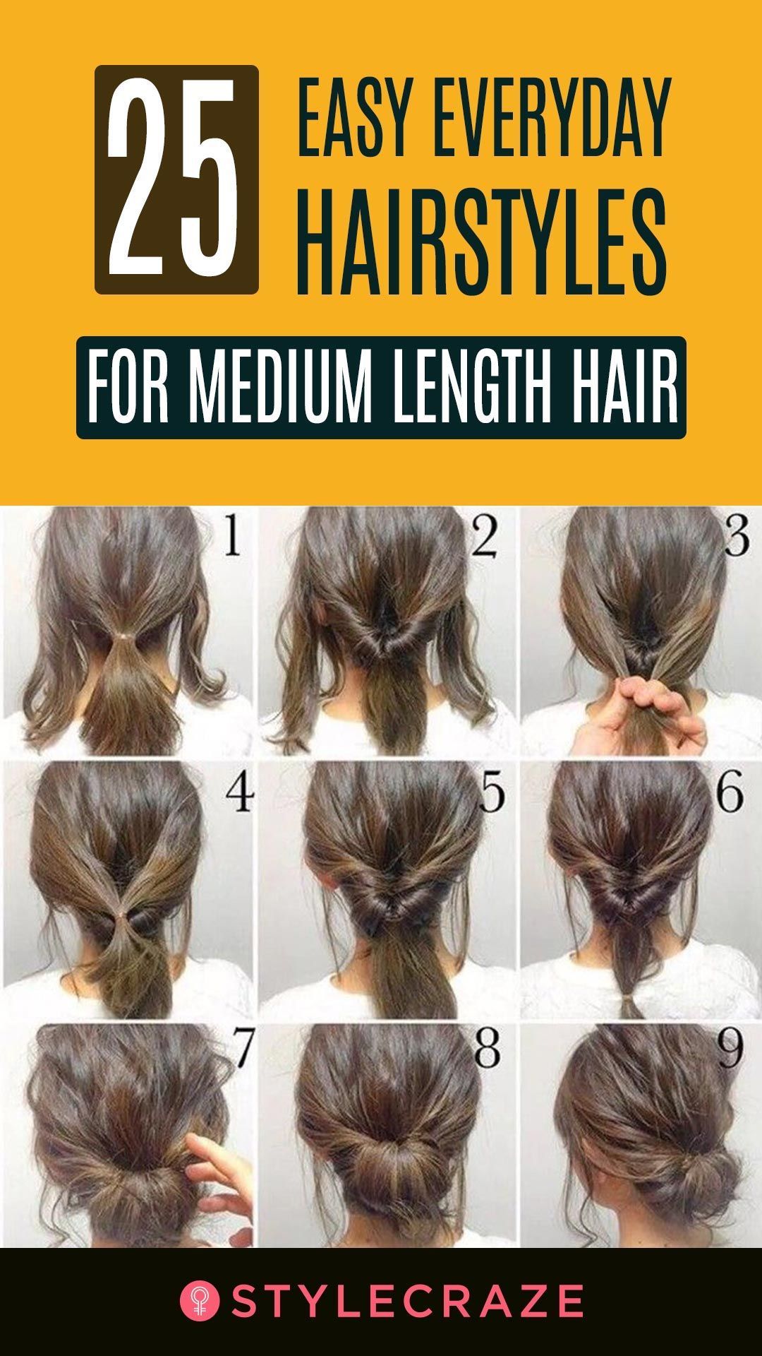 25 Easy Everyday Hairstyles For Medium Length Hair -   16 hairstyles For Medium Length Hair curly ideas
