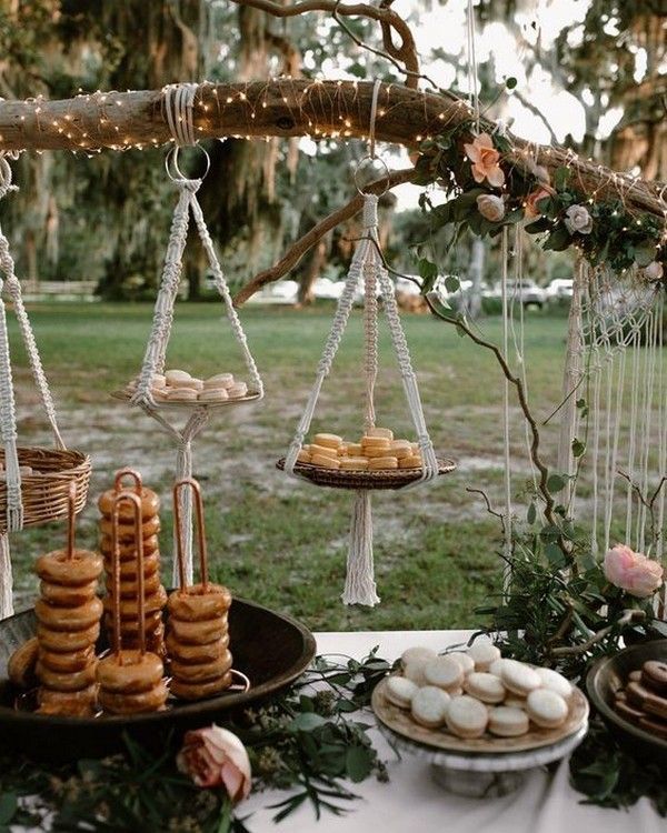 Trending-40+ Boho Chic Macrame Wedding Ideas to Love -   16 outdoor desserts Table ideas