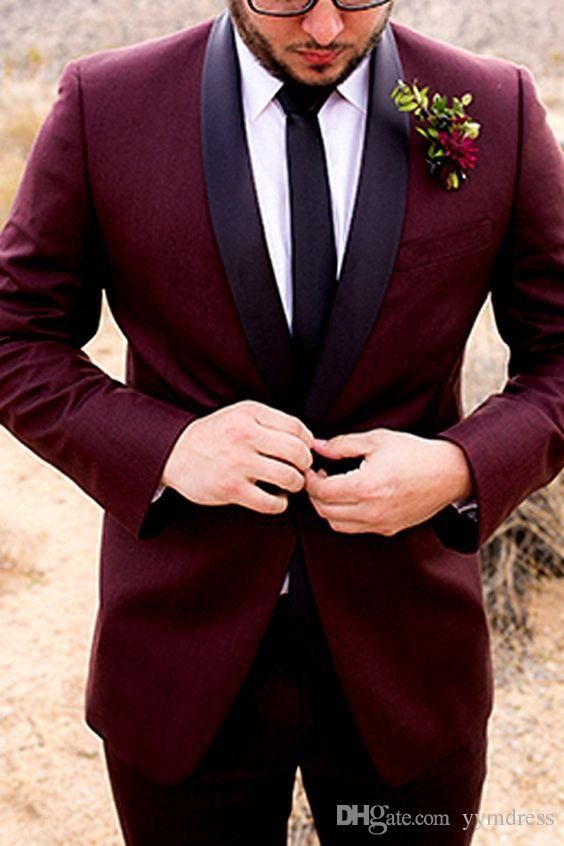 Burgundy Wedding Tuxedos for Groom 2019 One Button Shawl Lapel Custom Made Formal Men Suits Two Piece (Jacket Pants) -   16 tuxedo wedding Burgundy ideas