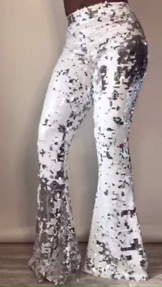 Silver & White Sequin Flare Pants -   17 DIY Clothes Videos pants ideas