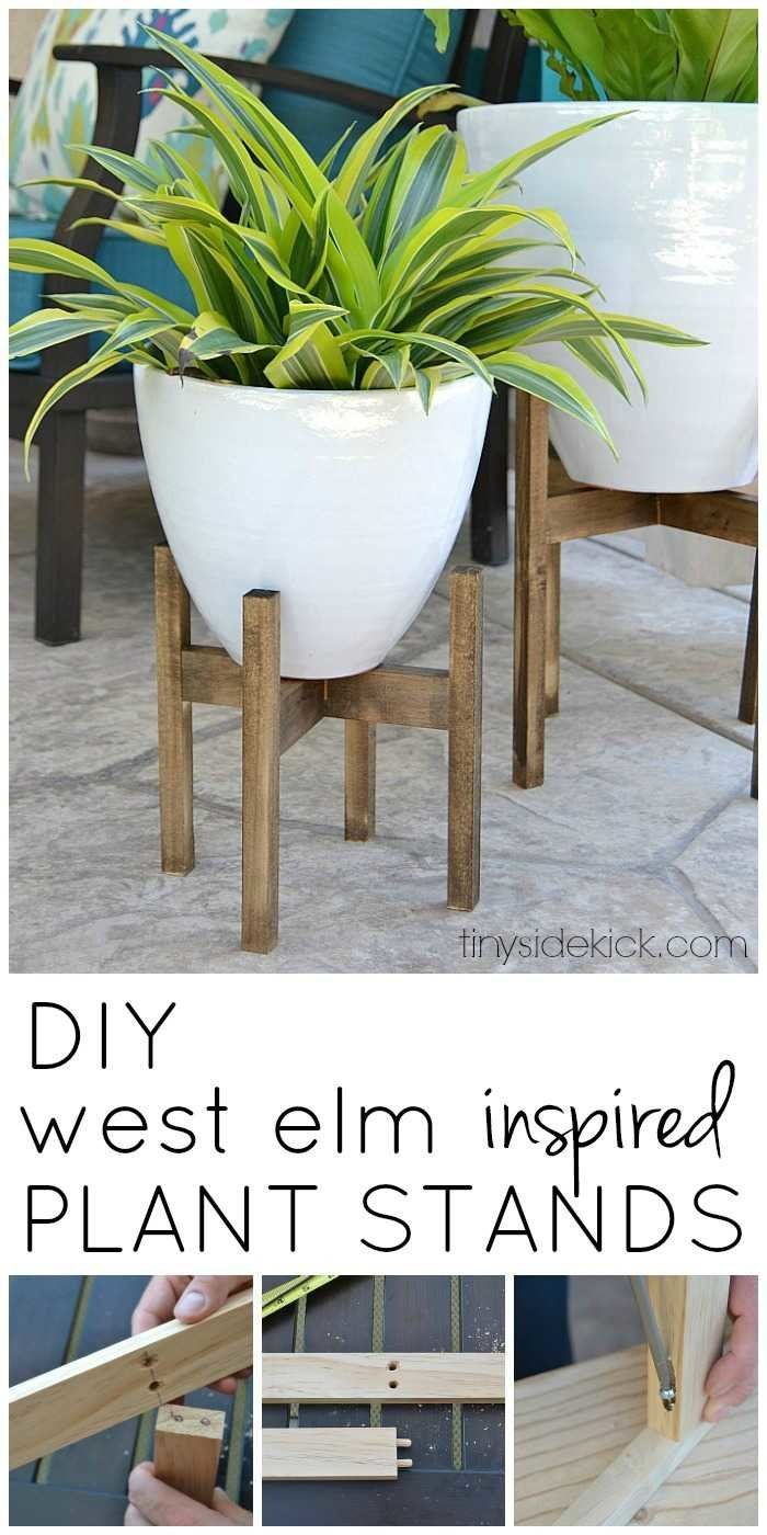 West Elm Inspired Wooden Plant Stands -   DIY