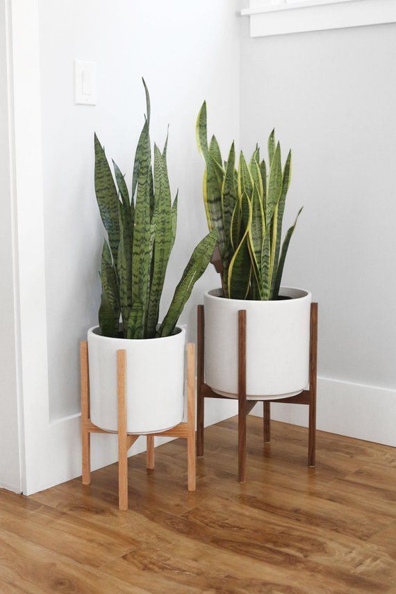 Medium - Mid Century Modern Planter with Plant Stand, 10