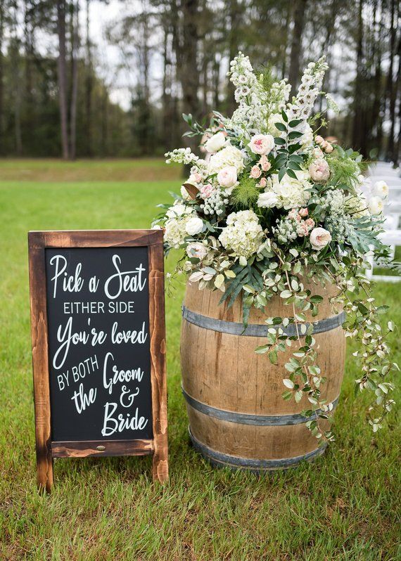 Wedding Reception Decor | Seating Sign | Pick a Seat Not a Side | DIY Chalkboard Decal -   17 wedding Barn diy ideas