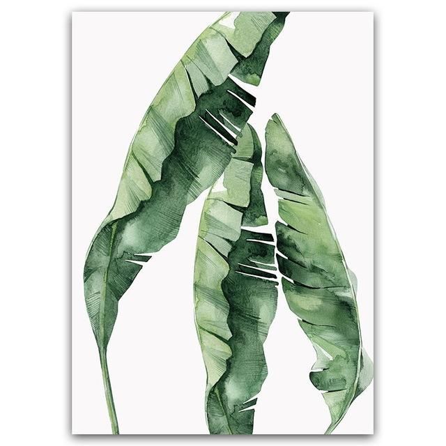 Watercolor Plant Green Leaves Canvas Painting Art Print Poster Picture Wall Modern Minimalist Bedroom Living Room Decoration -   18 plants Painting on wall ideas