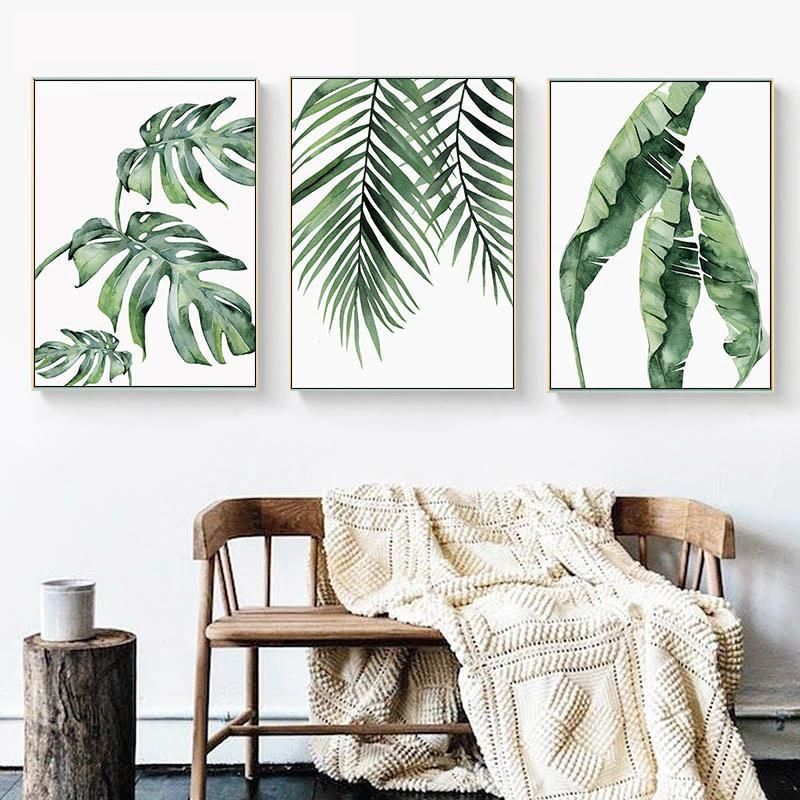 Beautiful Tropical Leaves Watercolor House Plants Posters Fine Art Canvas Prints Nordic Style Interior Decoration For Modern Kitchen Living Rooms -   18 plants Painting on wall ideas