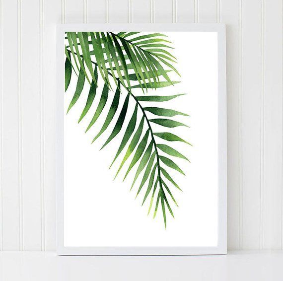 Palm leaves print, Exotic leaf watercolour, Tropical wall art, Plants Print, Green Plant poster, Art -   18 plants Painting on wall ideas