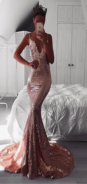Sequin Spaghetti Strap Mermaid Cheap Long Prom Dresses, TYP1389 Sequin Spaghetti Strap Mermaid Cheap Long Prom Dresses, TYP1389 -   19 evening dress 2018 ideas