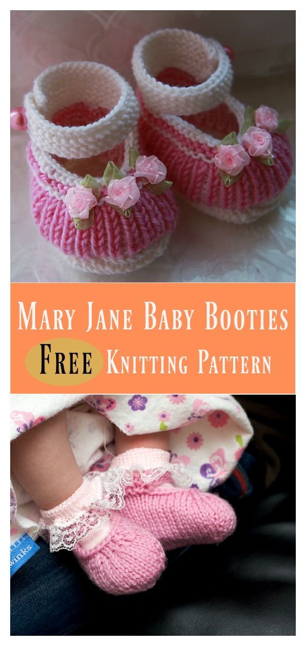 Mary Jane Baby Booties Free Knitting Pattern -   20 knitting and crochet baby booties ideas