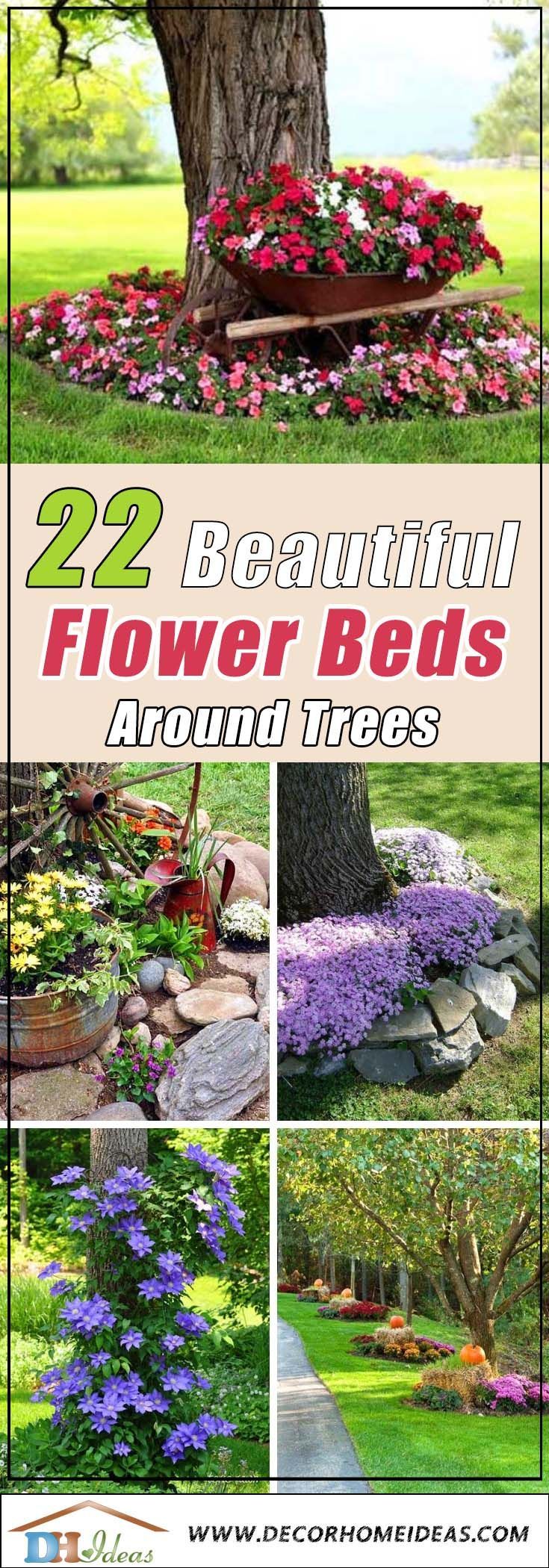 22 Beautiful Flower Beds Around Trees -   20 plants Flowers around trees ideas