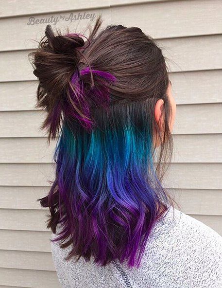Trick Your Conservative Office With This Underlights Rainbow Hair Trend -   7 underlights hair Brown ideas