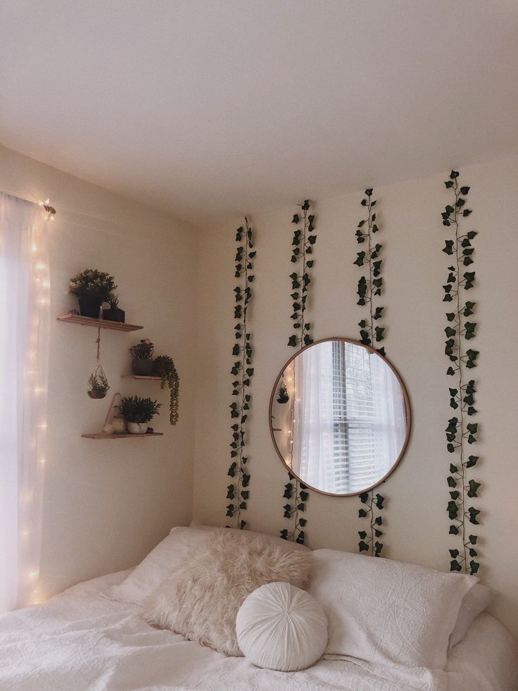 green plants white walls mirror teen bedroom -   9 plants Tumblr shelves ideas