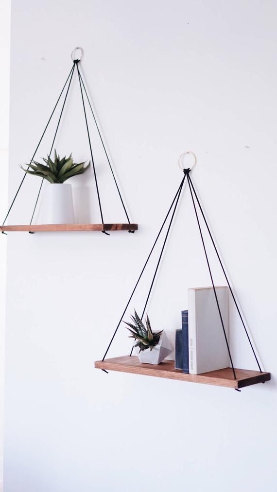 Hanging Shelves / Set of 2 Large Shelves / Floating Shelves / Swing Shelves -   9 plants Tumblr shelves ideas