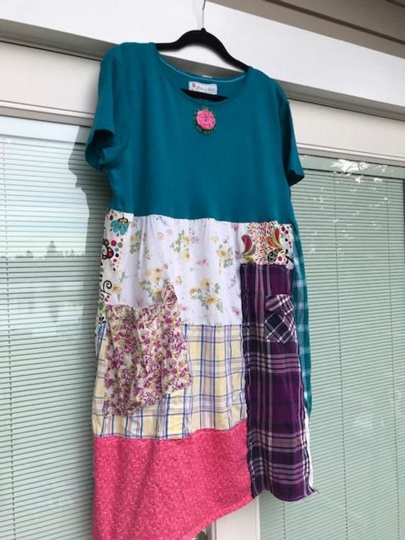 The Nona tunic: Upcycled from Melbury Road, size medium-large, eco clothing, artsy, handmade clothing, boho chic, original, hippie, gypsy -   11 DIY Clothes For Summer upcycle ideas