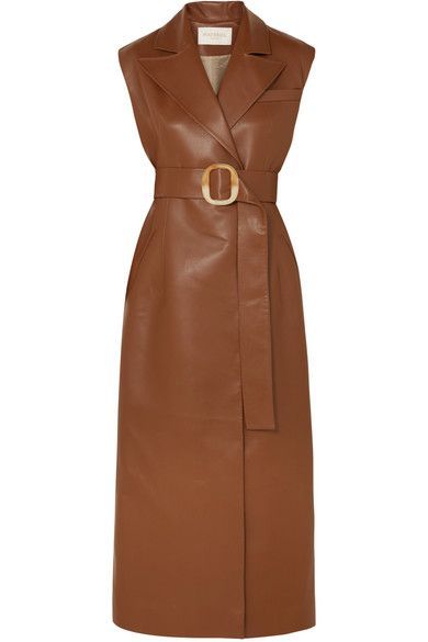 MAT?RIEL - Belted Vegan Leather Dress - Brown -   12 dress Fashion belts ideas