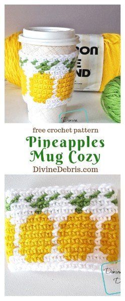 Pineapples Mug Cozy free crochet pattern by -   12 knitting and crochet Projects coffee cozy ideas