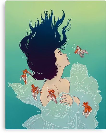 Underwater Lady | Canvas Print -   12 underwater planting DIY ideas